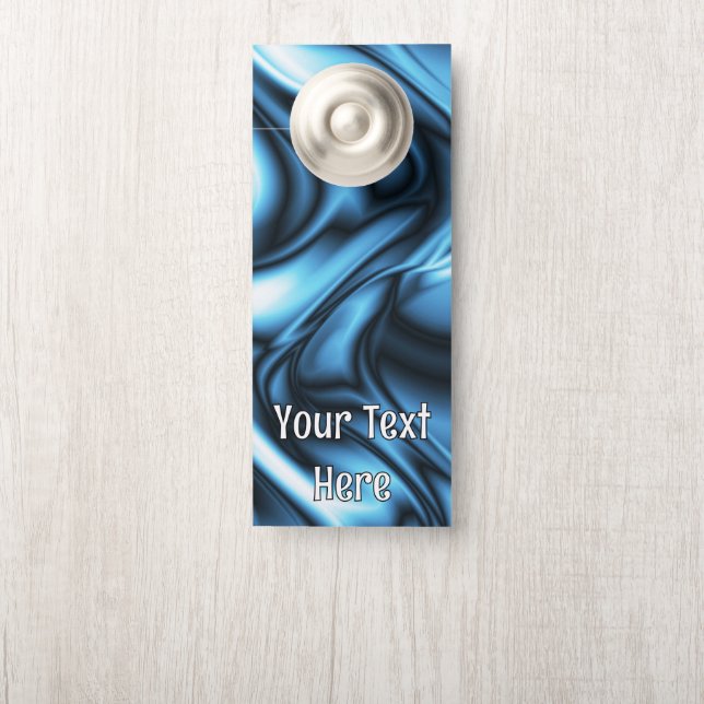 Affichette De Porte Vague de soie bleue (Sur le bouton)