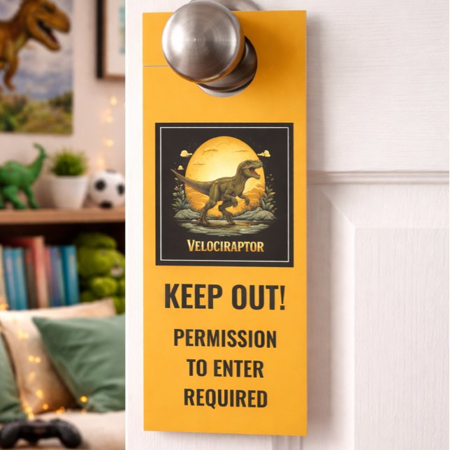 Affichette De Porte Vélociraptor drôle (Créateur téléchargé)