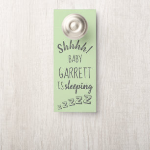 Affichette de porte vert de sommeil de bébé Shhh
