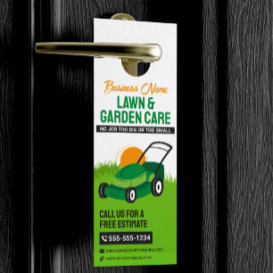 Affichette De Porte Vert & Orange Entretien de pelouse et de jardin To