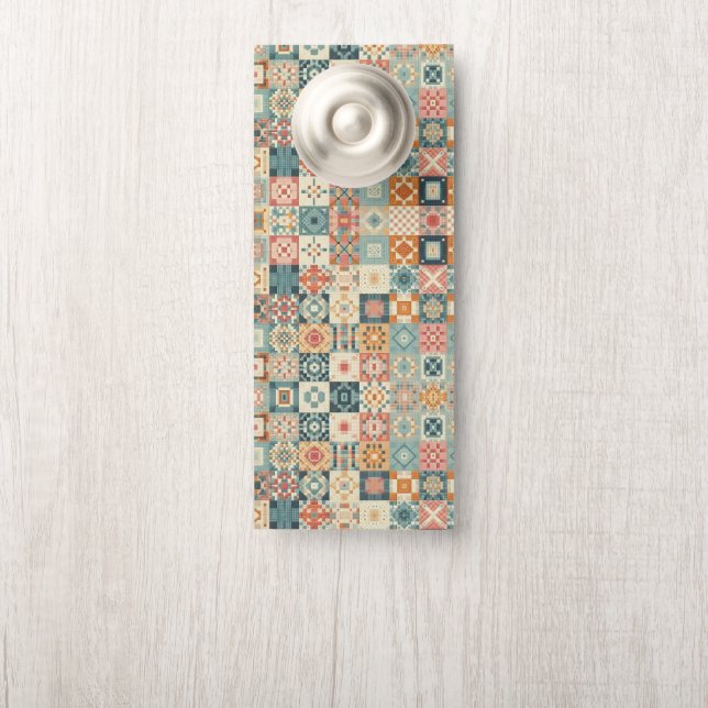 Affichette De Porte Vintage, patchwork, paré (Sur le bouton)