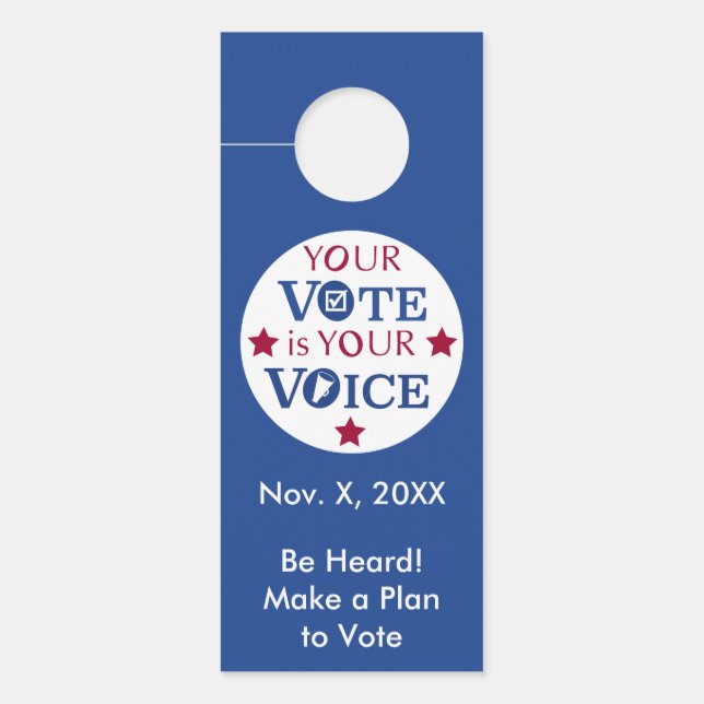 Affichette De Porte Votre voix est votre vote en personne Rappel de vo (Devant)