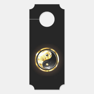 Affichette De Porte Yin Yang or sur noir