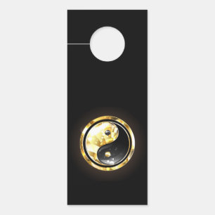 Affichette De Porte Yin Yang or sur noir