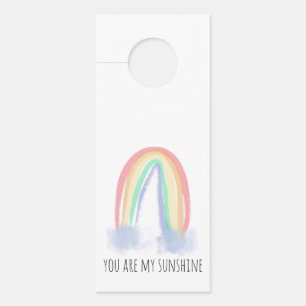 Affichette De Porte You are my sunshine watercolor painted rainbow