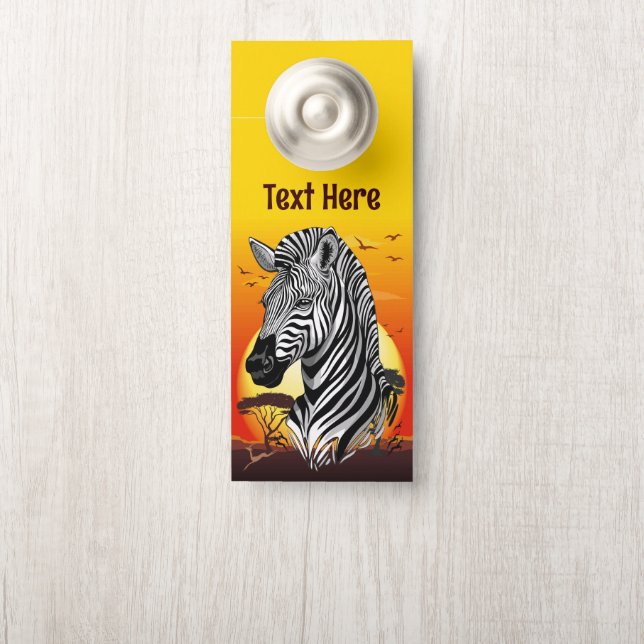 Affichette De Porte Zebra African Savanna Wild Animal (Sur le bouton)
