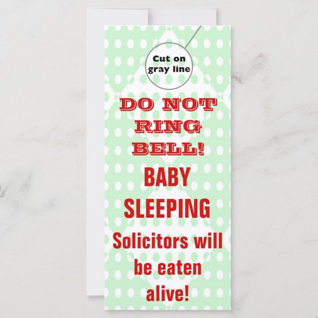 Affichettes de porte de bébé dormant humoristique  (Devant)