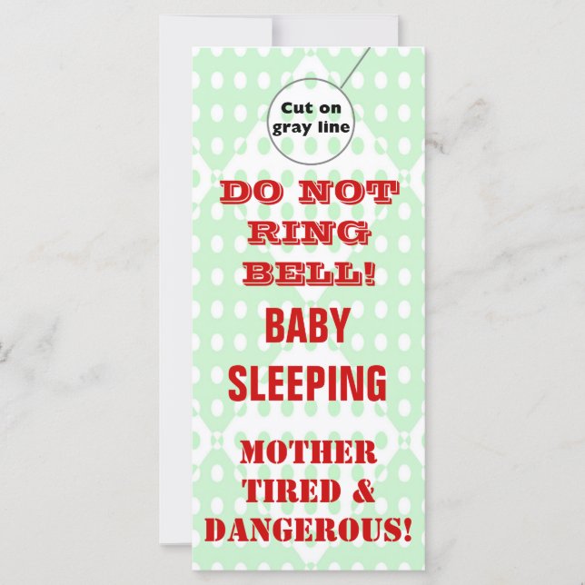 Affichettes de porte de bébé dormant humoristique  (Devant)