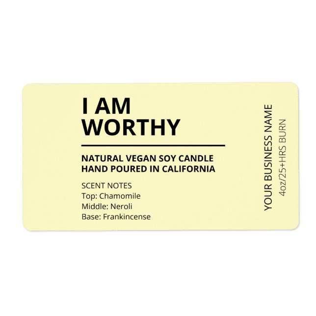 Affirmation minimaliste bougie jaune Étiquette (Devant)