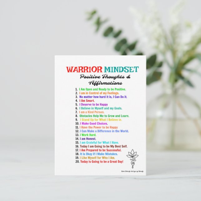 Affirmations positives Guerrier Mindset Cartes pos (Debout devant)