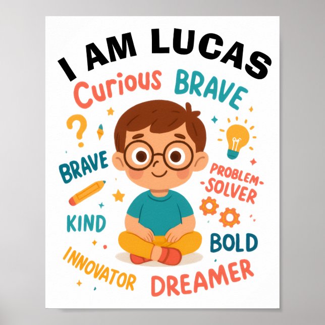AFFIRMATIONS POSTER PERSONNALISÉ POUR GARÇONS (Devant)