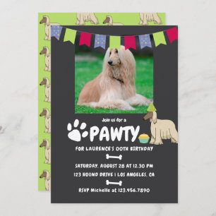 Afghan Hound Dog Invitation photo d'anniversaire