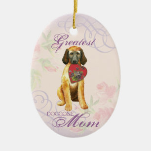 Afghan Hound Heart Maman Ornement en céramique