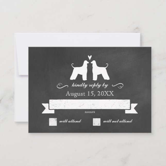 Afghanistan Hound Silhouettes Mariage RSVP Réponse (Devant)
