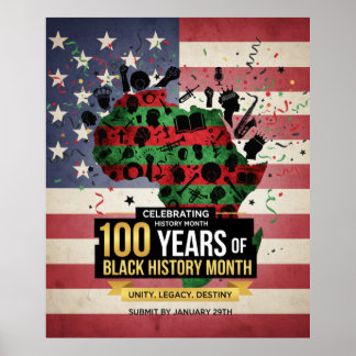 Africa Continent US Flag Black History Poster