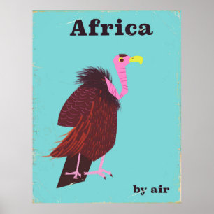 Africa Vulture vintage air travel poster