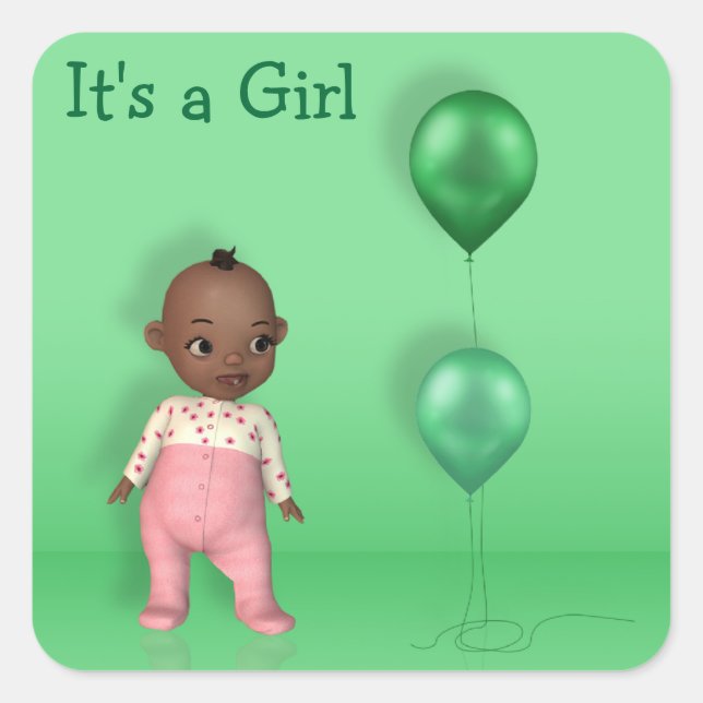African American Baby Girl - It's a Girl Sticker (Devant)