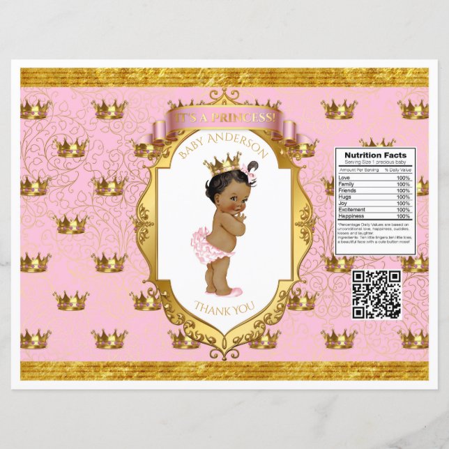 African American Baby Girl Pink Gold Chip Sac (Devant)