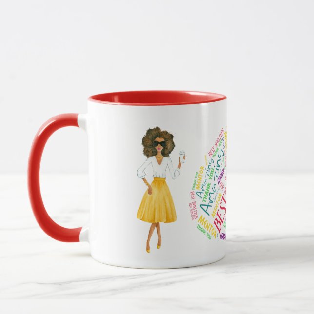 African American Boss'Day Coffee Mug Word Art (Gauche)