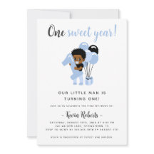 African American Boy 1st Birthday Invitation