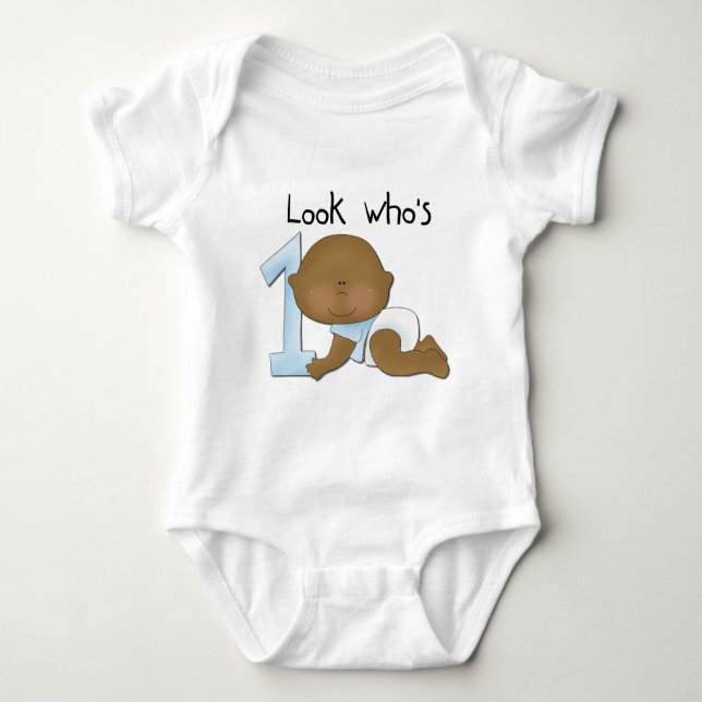 African American Boy 1st Birthday Tshirts and Gift (Devant)