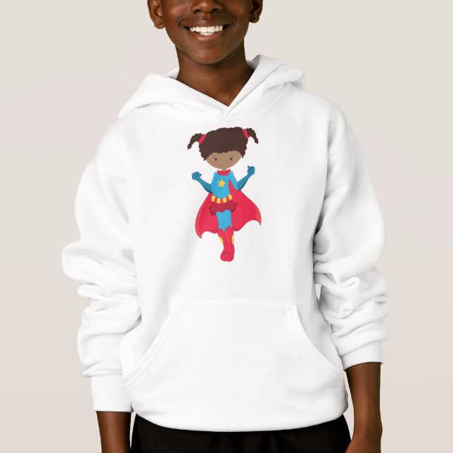 African American Girl, Superhero Girl, Red Cape (Devant)