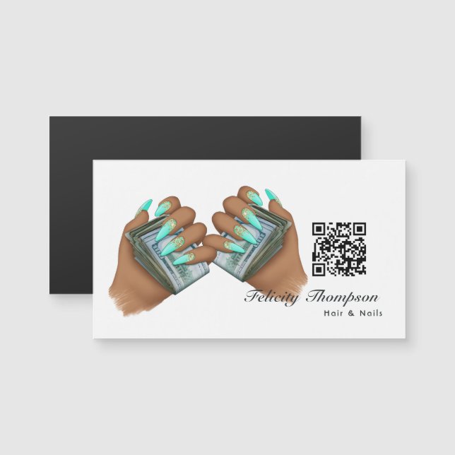 African American Hair and Nails QR Code (Devant / Derrière)