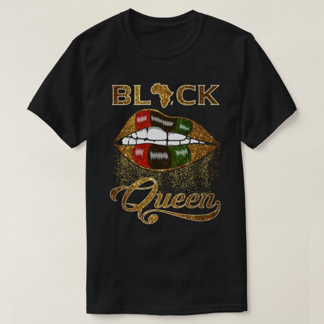 African American Lips Tshirt femmes filles Junetee (Design devant)