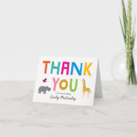 African Animaux Baby shower Merci Note