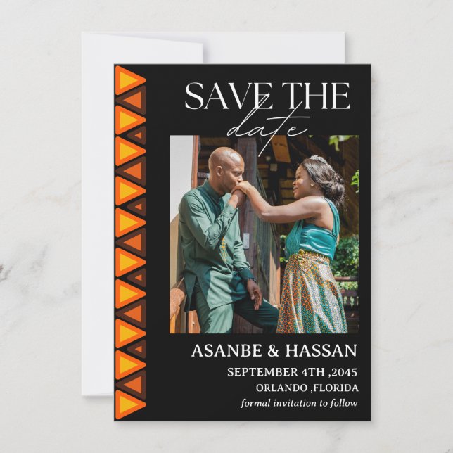 African Ethnic Pattern Wedding Save the Date Card (Devant)