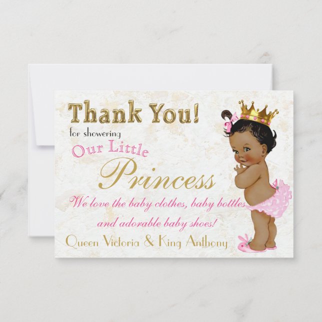 African Princess Elegant Pink|Gold Merci Cartes (Dos)
