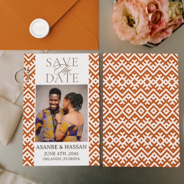 African Print  with Photo Wedding Save The Date   (Créateur téléchargé)