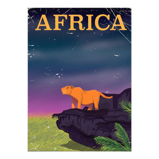 Afrique Big Cat Retro Style poster voyage (Devant)