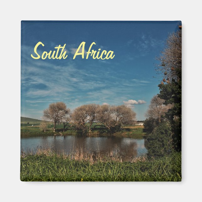 Afrique du Sud ZA Pond Trees Paysage Vue Magnet (Devant)
