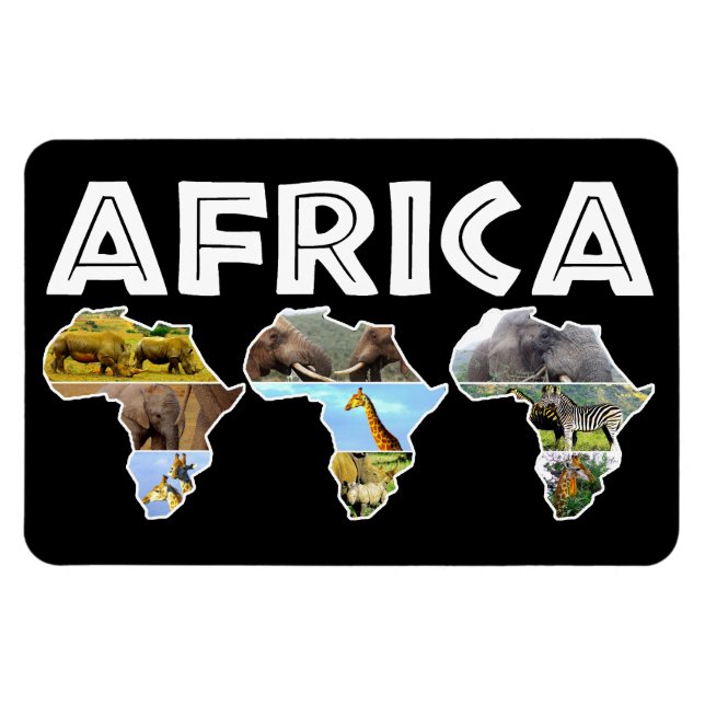 Afrique Faune Continent Trio Collage Magnet (Horizontal)