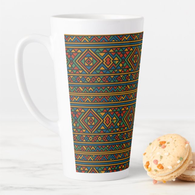 Afrique Géométrique Ndebele Grand Mug Latte (En situation)