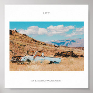 Afrique Savannah Grass Car Mountains Vie Poster