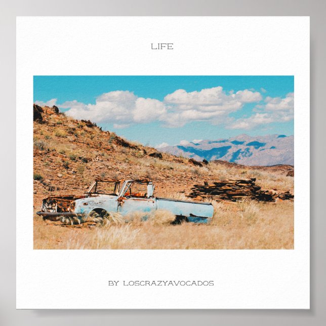 Afrique Savannah Grass Car Mountains Vie Poster (Devant)