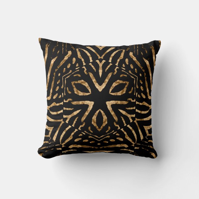 Afrique Wild Coussin Zebra Black Gold Stripe (Recto)