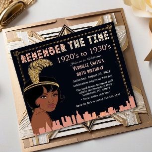 Afro-Américain 1920s Style Anniversaire Invitation