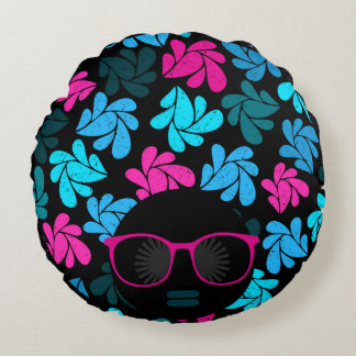 Afro Diva Turquoise & Coussin Rond Rose