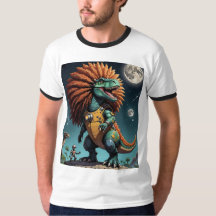 Afro Space Dino Robot Cosmique Jungle Tshirt