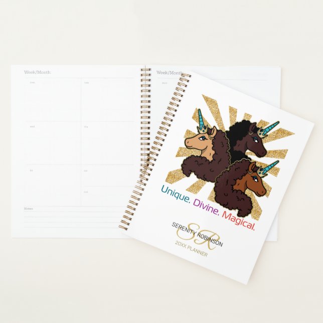 Afro Unicorn Trio: Unique, Divine, and Magical (Devant avec enveloppe)