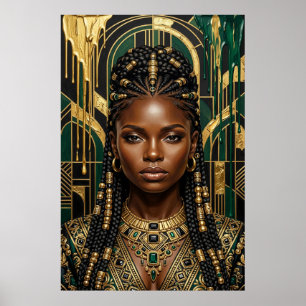 Afrofuturisme Art déco Émeraude Or Reine Noire