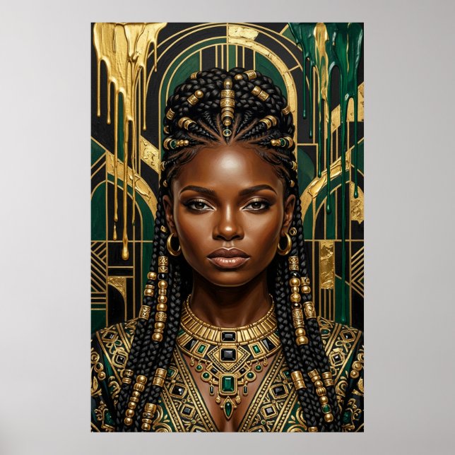 Afrofuturisme Art déco Émeraude Or Reine Noire (Devant)