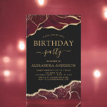 Agate Bourgogne Anniversaire Fête N'importe quel â<br><div class="desc">Budget Agate Geode Noir,  Bourgogne et Or Foil Invitations fête d'anniversaire - comprend moderne belle et élégant script pour le spécial N'importe quel âge 13e,  15e,  16e,  18e,  21e,  30e,  40e,  50e,  70e,  80e,  90e ou 100e fête du jour.</div>