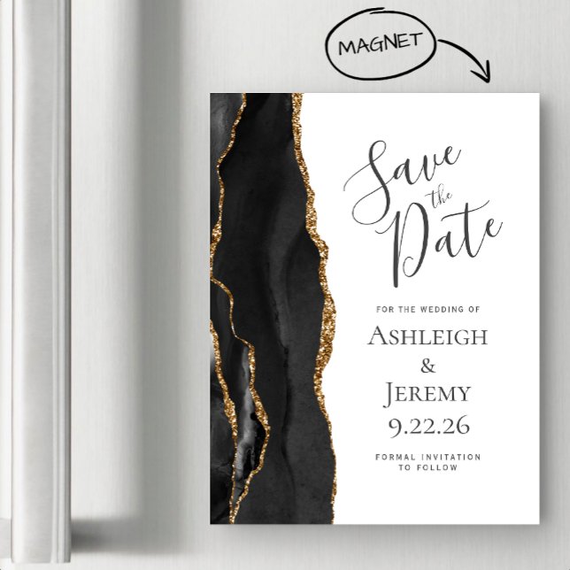 Agate Chic Black Gold Magnétique Enregistrer la da (Créateur téléchargé)