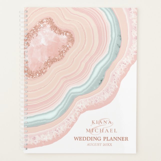 Agate Geode Mariage Parties scintillant Plans Rose (Devant)