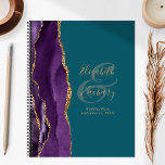 Agate Geode Script Purple Gold Turquoise Mariage P<br><div class="desc">Cet élégant wedding planner moderne présente une aquarelle violette décorée de parties scintillant en faux or. Customisez facilement le texte de couleur or sur un arrière - plan bleu turquoise, avec les noms de la mariée et du marié en calligraphie manuscrite sur une grande esperluette. Ajoutez le titre et la...</div>