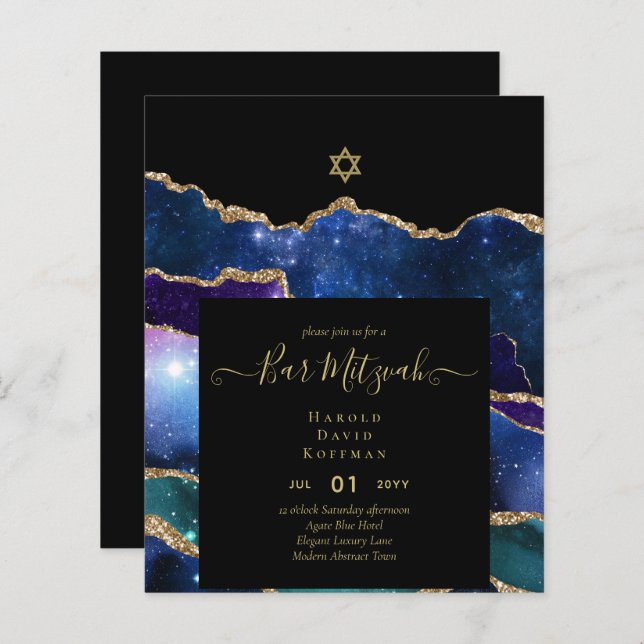 AGATE Gold BAR MITZVAH (Devant / Derrière)